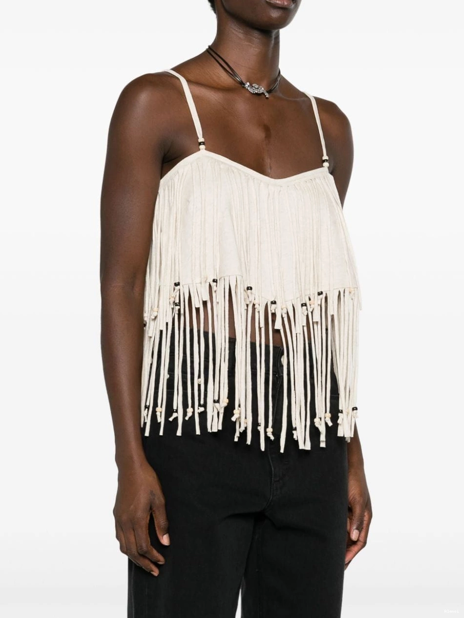 Cheap top bead-detail Women crop fringed Alanui Monsoon 0704